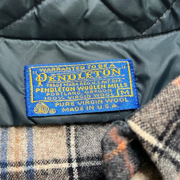 Vintage Pendleton Quilted Wool Shirt Jacket Plaid Button Down Men’s M USA 80s - Picture 4 of 13